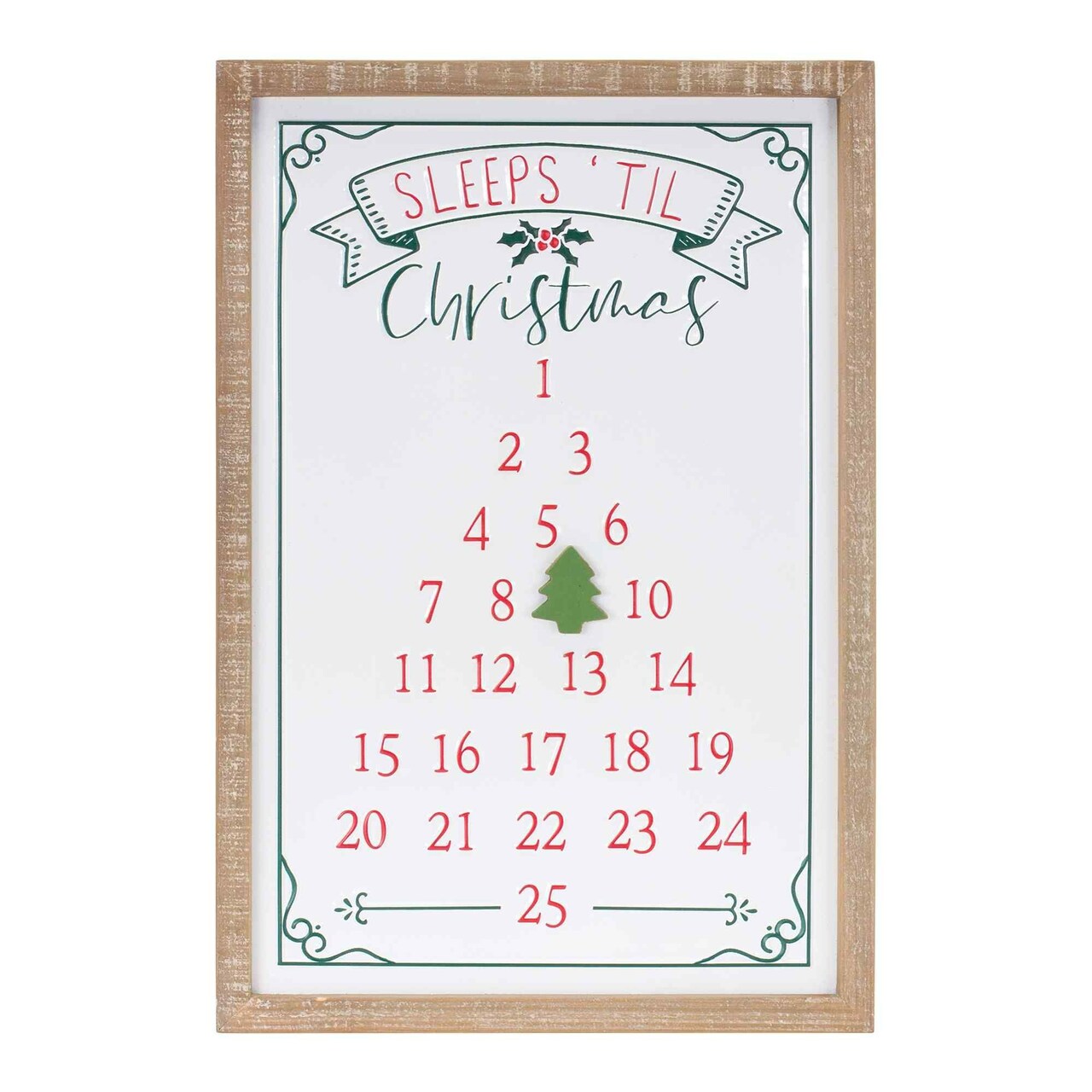 Melrose "Sleeps 'til Christmas" Christmas Countdown Wall Sign - 22" - Red and White